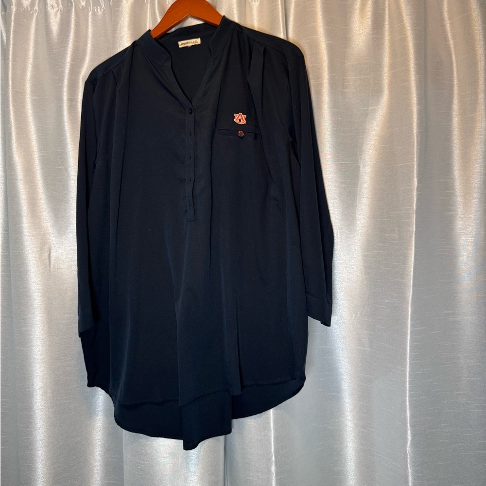 Auburn Tigers Tunic Top Blouse Long Sleeve Roll Tab Pocket